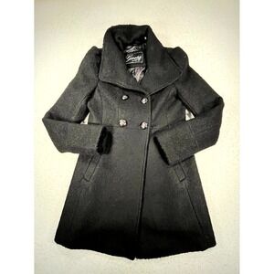 Guess Pea Coat Womens S/M Wool Blend Lined Double Breasted‎ Back Bow Y2K Jacket